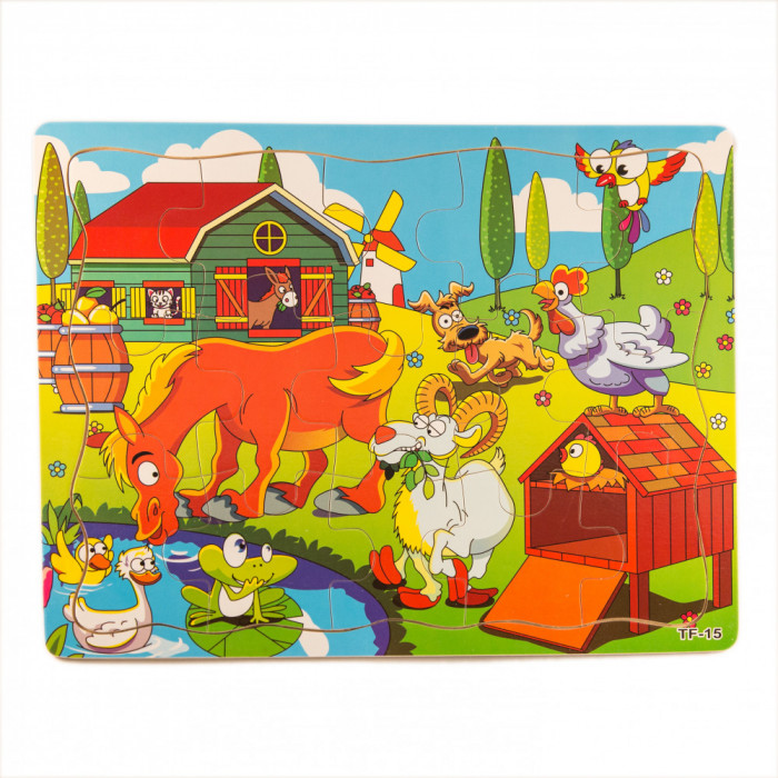 ​Puzzle din lemn - la ferma, 7Toys