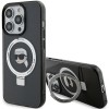 Husa MagSafe pentru Apple iPhone 15 Pro Max, Karl Lagerfeld, Ring Stand Karl&#039;s Head, Neagra