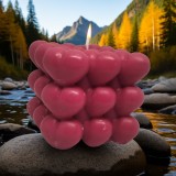 Lumanare Parfumata Cub cu Inimi , Cadou Romantic Handmade