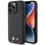 Husa pentru iPhone 15 Pro Max - BMW Leather Stamp Tricolor (BMHCP15X22PTDK) - Black