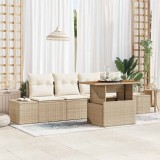 vidaXL Set de canapele pentru grădină 5 pcs Bej Rattan poli