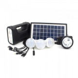 Kit cu Panou Solar si USB, Lanterna Frontala si Lampi, Acumulator 6V 4Ah GD8007
