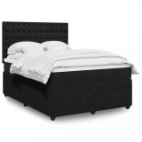 VidaXL Pat box spring cu saltea, negru, 140x190 cm, catifea 3292348