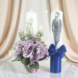 Set 2 Lumanari pentru Nunta cu Flori si Fundita - LN42