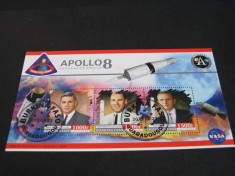 Bloc filatelic Burkina Faso 2023 . Apollo 8, Prima Misiune Lunară cu Echipaj