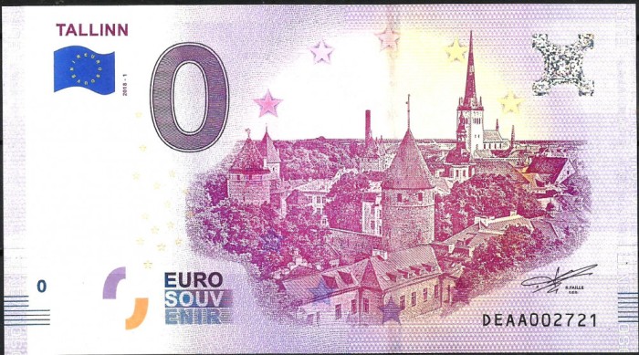 !!! RARR : 0 EURO SOUVENIR - ESTONIA , TALLINN - 2018.1 - UNC