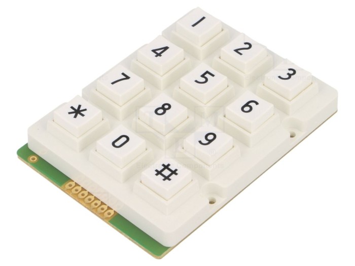 Tastatură numerică 12 butoane, albă