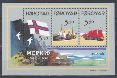 Feroe 1990 - A 50-a aniversare a drapelului feroez, Colita, MNH foto