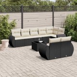 VidaXL Set mobilier de grădină cu perne, 9 piese, negru, poliratan 3253963