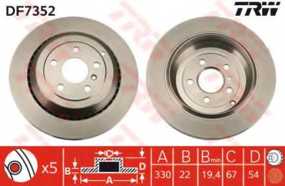 Disc frana MERCEDES R-CLASS (W251, V251) (2006 - 2016) TRW DF7352 foto