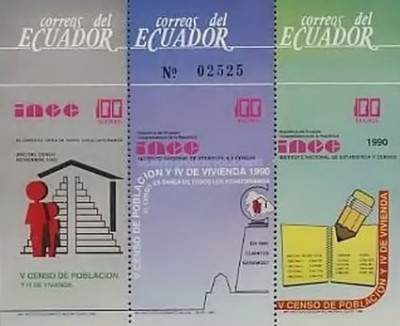 Ecuador 1990 - Recensamantul, colita neuzata foto
