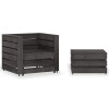 Set mobilier gradina paleți vidaXL, 2 piese, lemn pin tratat, gri, fotoliu+masă