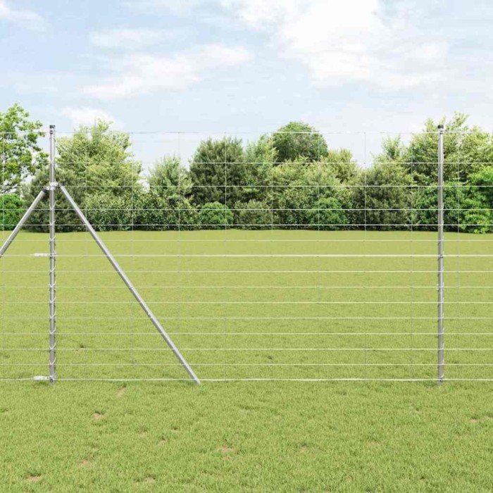 Gard pentru c&acirc;mp Argintiu 50 x 1.6 m Oțel galvanizat