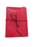 Agenda din piele ecologica cu snur din piele, Design Vintage, Rosu, 17x23 cm