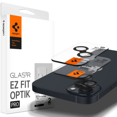 Set 2 Folii de protectie camera Spigen Optik.TR pentru Apple iPhone 14/14 Plus/15/15 Plus Negru foto