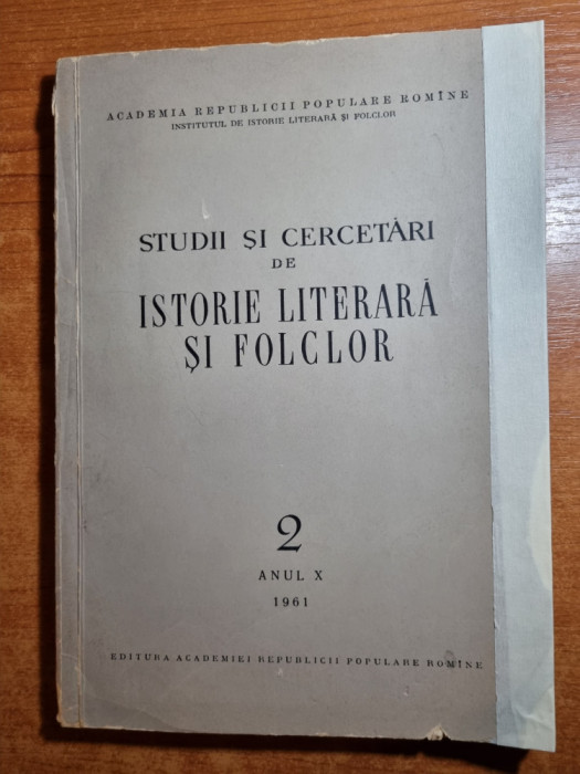 studii si cercetari de istorie literara si folclor - 1961