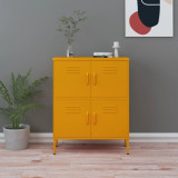 Dulap depozitare Gossi, otel, 80x35x101.5cm, 2 rafturi, galben mustar. Organizator universal cu rafturi reglabile