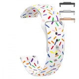 Curea silicon, compatibila Huawei Watch Fit 2, cu adaptor dedicat, Ivory Confetti
