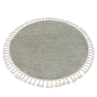 Covor Berber 9000 cerc verde Franjuri shaggy, cerc 160 cm foto