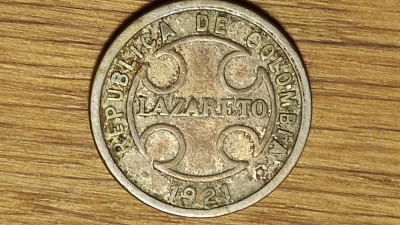 Columbia - moneda pentru colonia de leprosi - 2 centavos 1921 - piesa de istorie foto