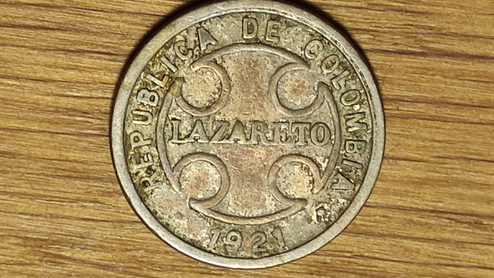 Columbia - moneda pentru colonia de leprosi - 2 centavos 1921 - piesa de istorie