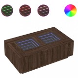 Cumpara ieftin Masuta de cafea cu LED infinity, stejar maro, 116x69x40 cm