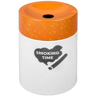 Scrumieră Metalică, &amp;Ccedil;&amp;times;Smoking Time&amp;Ccedil;Ł, Diametru 7.5x10cm, Alb foto