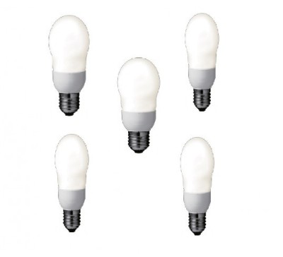 SET 5 becuri fluorescent Panasonic, soclu E27, putere 8W, forma oval, lumina alb calda, alimentare 220 - 240 V, &amp;quot;EFA8E27HD-5&amp;quot; (timbru verde 2.25 lei) foto