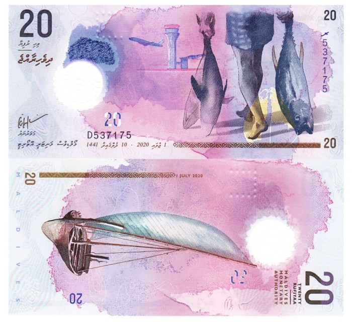 Maldive 20 Rufiyaa 2020-22 P-27b Polimer UNC
