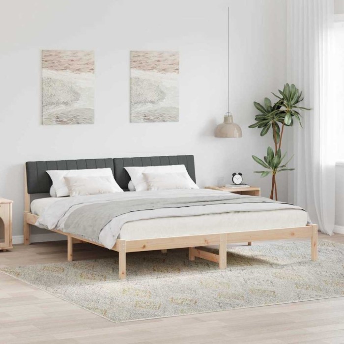 vidaXL Cadru de pat maro și gri &icirc;nchis 180 x 200 cm Lemn masiv de pin 3394354
