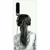 Husa silicon pentru Huawei P30, Girl With Headphone