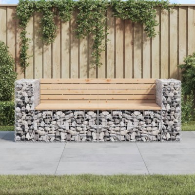 vidaXL Bancă de grădină, design gabion, 184x71x65,5 cm, lemn masiv pin 3196236 foto