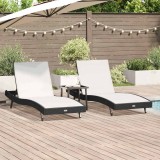 Șezlonguri 3 pcs Negru și Alb 40 x 40 x 40.5 cm poliratan