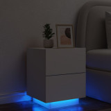 Noptiera cu lumini LED, alb, lemn prelucrat GartenMobel Dekor, vidaXL
