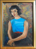 Gheorghe V&acirc;nătoru (1908-1983)-Fata &icirc;n albastru - pictură &icirc;n ulei, Portrete, Fauvism