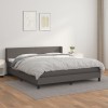 VidaXL Pat box spring cu saltea, gri, 160x200 cm, piele ecologică 3130671