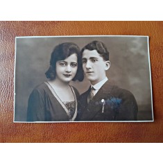 Fotografie tip Carte Postala, barbat si femeie, prioada interbelica, necirculata