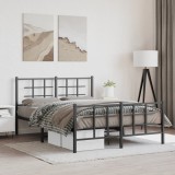 VidaXL Cadru pat metalic cu tăblie de cap/picioare, negru, 135x190 cm