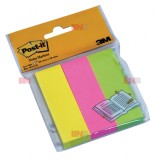 Notite adezive page markers Post-It 3 buc/set 25 mm x 76 mm 100 file/buc 3M