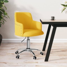 Scaun de birou pivotant, galben muștar, material textil foto