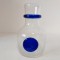 Vaza sticla / decantor, model deosebit - sticla transparenta decorata cu sticla albastra-cobalt, 17cm inaltime