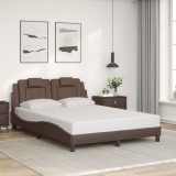 vidaXL Cadru de pat cu tăblie, maro, 140x190 cm, piele ecologică