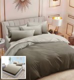 Cumpara ieftin Lenjerie Pat Bumbac 6 Piese cu Elastic Bej Maro 180x200 cm Dumitra Sx001