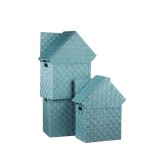 Cumpara ieftin Set 5 cutii depozitare cu capac, turcoaz 28x18x25.5 cm, 30x20x26.5 cm, 32x22x27.5 cm, 34x24x28.5 cm, 36x26.5x30 cm