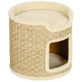 PawHut Ansamblu Zgariat Pisici 37cm 2 Niveluri Ascunzatoare Sisal Casuta Turcoaz