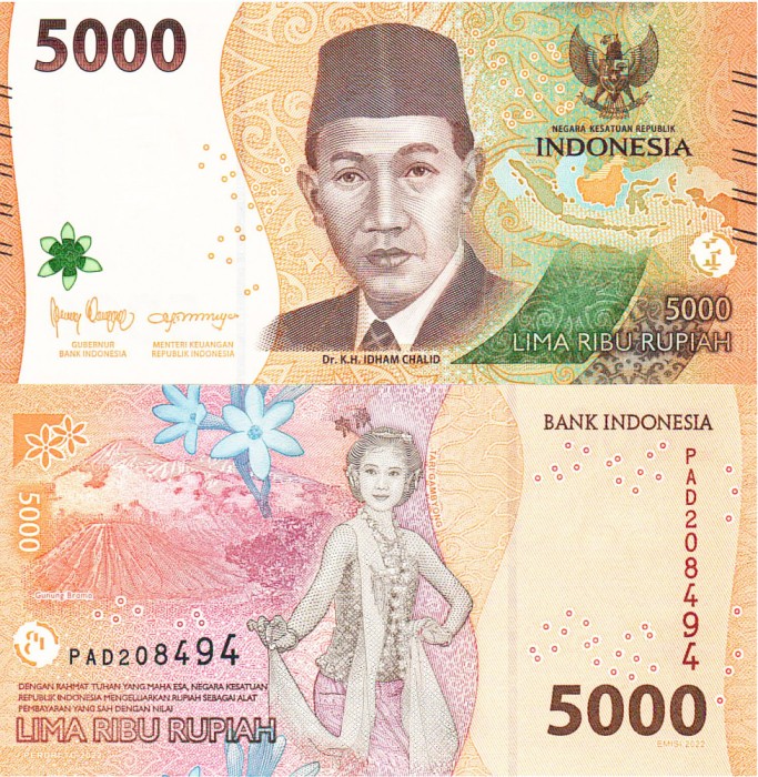 Indonezia 5000 Rupiah rupii 2022 PW-164 Eroii Nationali UNC