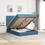 VidaXL Cadru pat otoman cu saltele Albastru &icirc;nchis 140x190cm catifea
