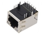 Conector RJ45 soclu ecranat cu diodă LED THT &icirc;n unghi, PIN 8