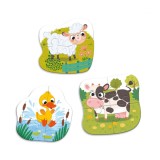 Puzzle 3 in 1 - Animalutele de la ferma (2,3,4 piese) PlayLearn Toys, Dodo