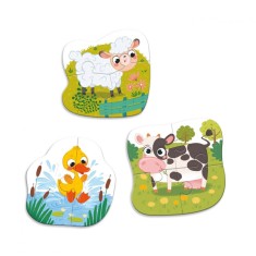 Puzzle 3 in 1 - Animalutele de la ferma (2,3,4 piese) PlayLearn Toys